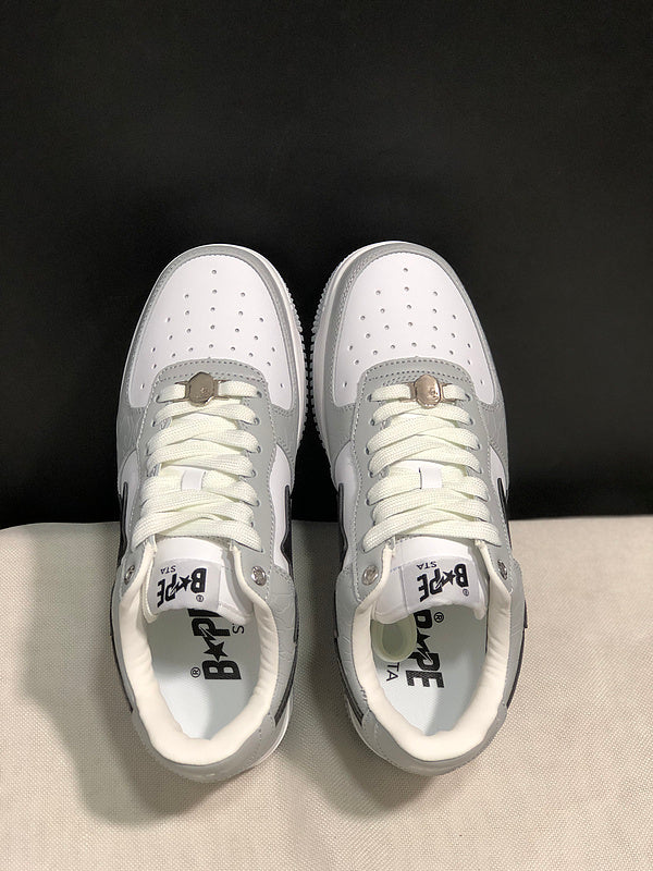 BAPE STA Low Grey & White Patent Sneakers