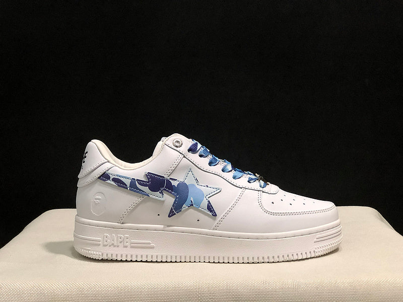 BAPE STA Low-Top Sneakers – White/Blue Camo