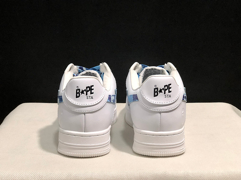 BAPE STA Low-Top Sneakers – White/Blue Camo
